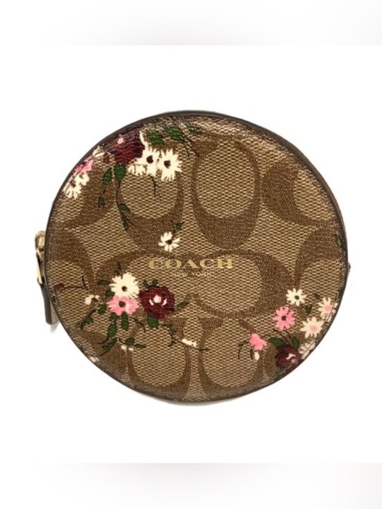 Coach Other - Coach Brown Signature Floral Round Pouch
